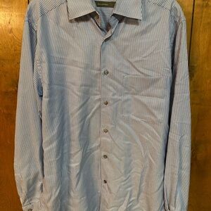 Ermenegildo Zegna Blue and White Striped Shirt